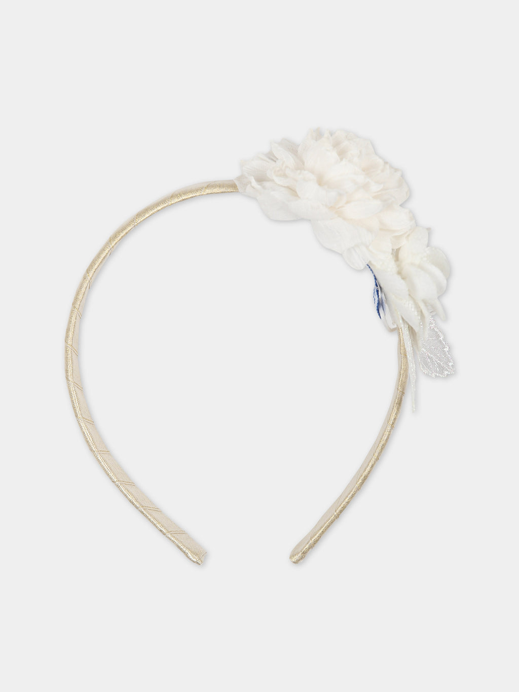 Beige headband for baby girl with flowers